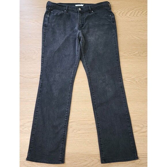 Levis 505 Denim Jeans womens 32 Straight Leg Black Faded Rockstar Grunge 36x32 - Picture 1 of 12